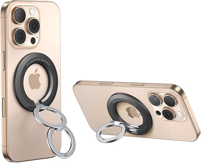 SYNCWIRE for MagSafe Ring Holder, Magnetic Phone Ring Holder Magnet Cell Phone Grip Finger Ring Kickstand Compatible with iPhone 17 16 15 14 13 12 Pro Max fits MagSafe Accessories