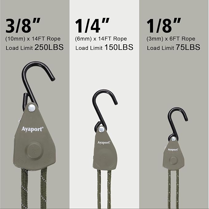 Ayaport Kayak Rope Tie Down 6ft Olive Drab Ratchet Straps Bow and Stern Ratcheting Tie Downs Rope Hanger Kayak and Canoe Accessories