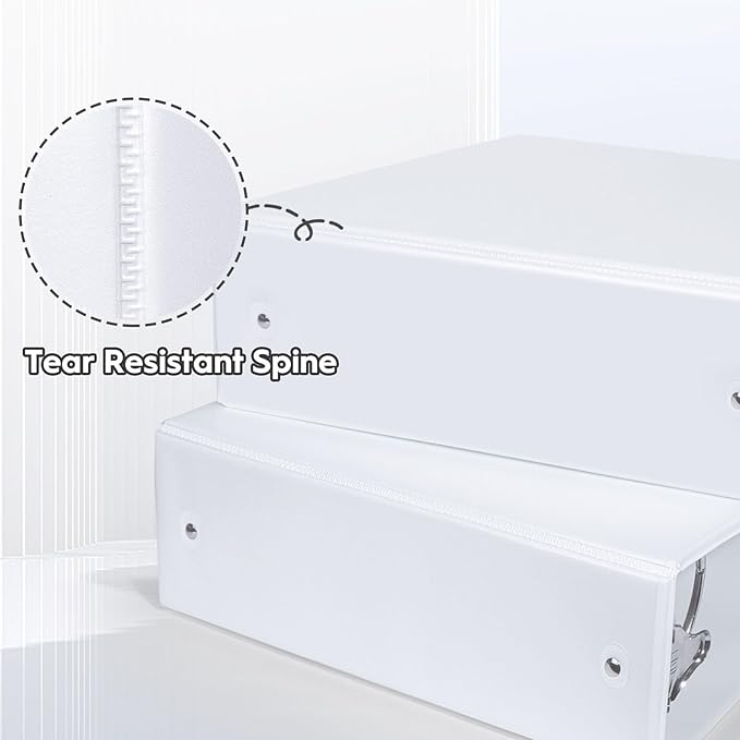 Comix Sturdy Round Ring Binder 3 inch with Clear View Cover, Holds 600 Sheets of US Letter Size Paper, 2 Pack (White)