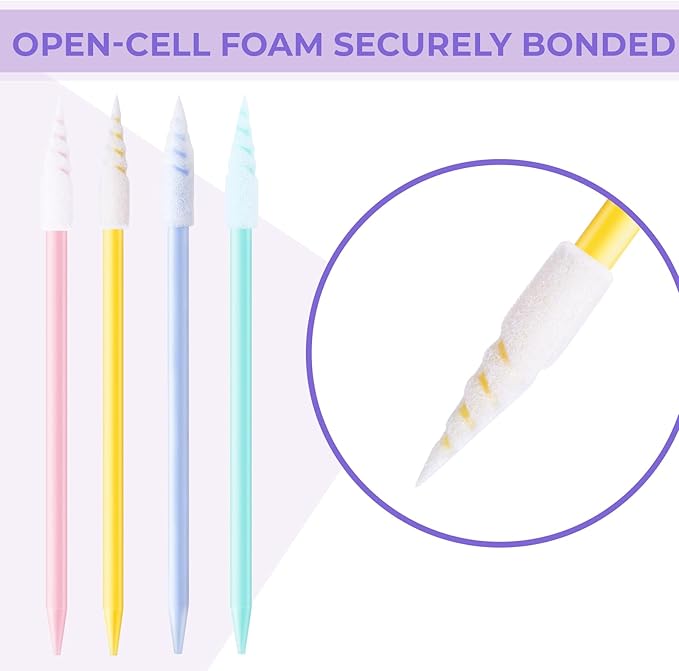 Chinco 200 Pieces Cleaning Swab Sticks Sponge Foam Tip Swabs for Inkjet Printer, Print Head, Camera, Optical Lens, Optical Equipment (Multicolor)