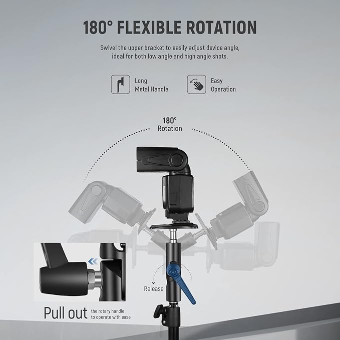 NEEWER Camera Flash Bracket H-Type Mount with Umbrella Softbox Holder, 180° Swivel Adjustable Metal Light Stand Adapter with 1/4" to 3/8" Screw Adapter for Speedlite LED Lamp Light Stand Tripod