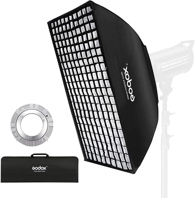 Godox 80x120 Centimeters/ 32x48 inches Softbox Lighting with Grid Beehive & Bowens Mount Speedring for Studio Photo Flash Speedlight Light and SUPON USB LED (80x120cm with Grid)