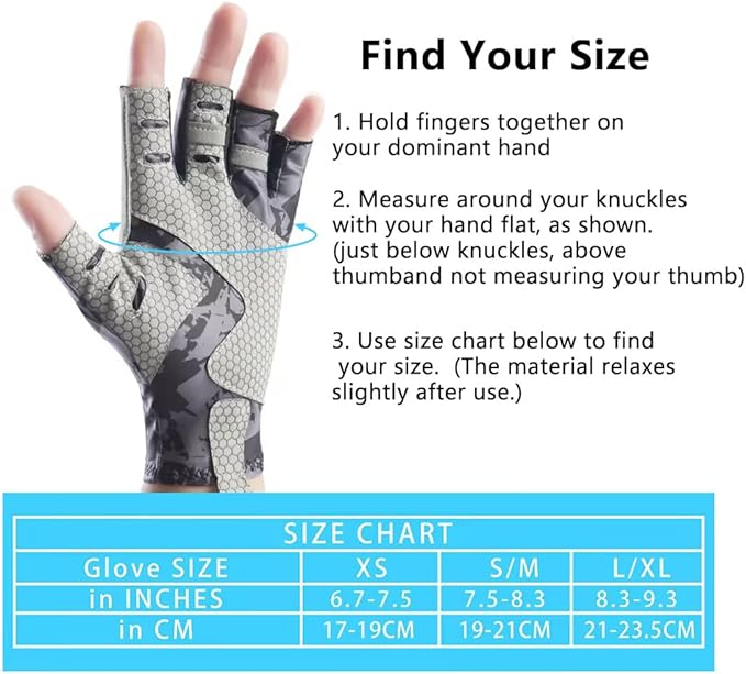 CHSMONB Fishing Gloves UPF50+ Sun Gloves, UV Protection Fingerless Gloves Men Women for Fishing, Kayaking, Rowing, Paddling, Canoeing, Hunting