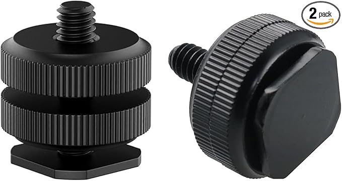 Camera Hot Shoe Mount(2 Pack) to 1/4"-20 Tripod Screw Adapter Flash Shoe Mount for DSLR Camera Rig