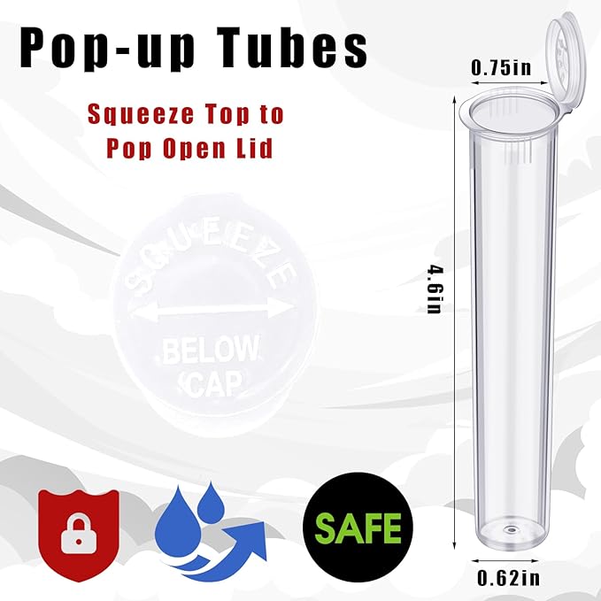 Frienda 150 Pcs Clear 116 mm Plastic Tube Container with Lids Bulk Waterproof Sealing Container with Lids