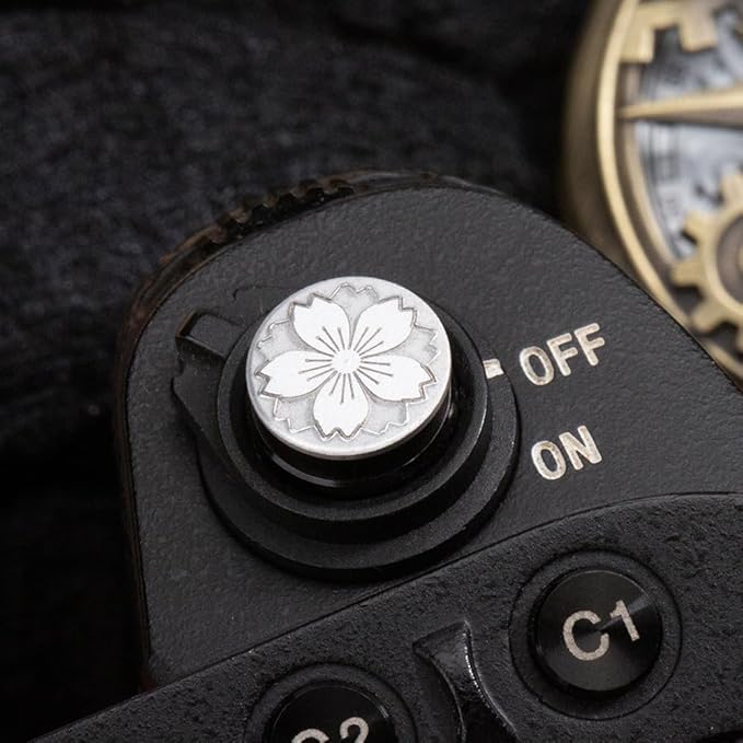 Floral Pattern Camera hot Shoe Cover Shutter Button for Sony A1 A7C A7CR A7CII A7M2 A7M3 A7R4 A7R5 A7S3 A6700 A6600 A6500 (Aluminum Alloy-Shutter Decorative Button)
