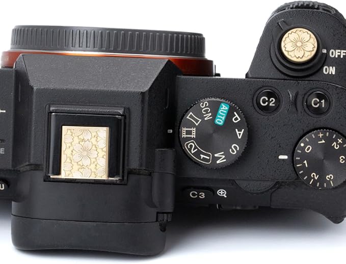 Floral Pattern Camera hot Shoe Cover Shutter Button for Sony A1 A7C A7CR A7CII A7M2 A7M3 A7R4 A7R5 A7S3 A6700 A6600 A6500 (Copper Alloy-Set)