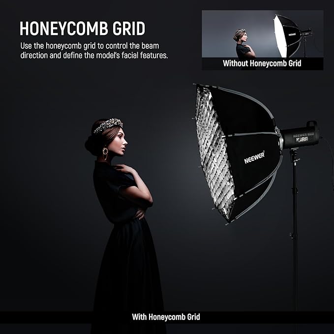 NEEWER 35"/90cm Octagonal Softbox, Quick Release Bowens Mount Softbox with Honeycomb Grid, Light Diffusers, Bag for RGB CB60 CB60B CB200B MS60B MS60C MS150B S101-300W/400W Pro Vision 4 Q4, NS35P