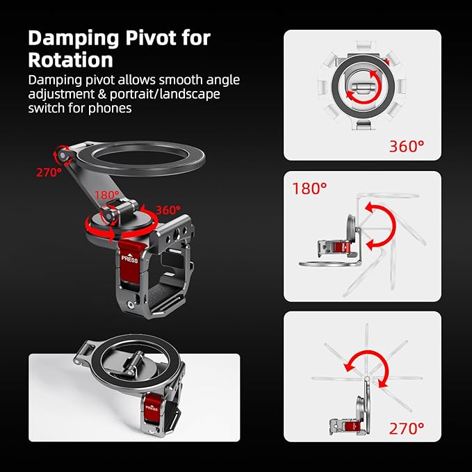 BRDRC Pocket 3 Magnetic Mount, Phone Holder for MagSafe Aluminum Alloy Magnet Expansion Adapter with Cold Shoe for DJI OSMO Pocket 3 Creator Combo Accessories (with Protective Cover)