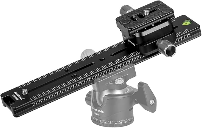 Koolehaoda 240mm Professional Rail Nodal Slide Metal Quick Release Clamp,Dual Dovetail Camera Bracket Mount with Double-Sided Clamp can be Rotated 90°, for Camera with Arca Swiss Compatible