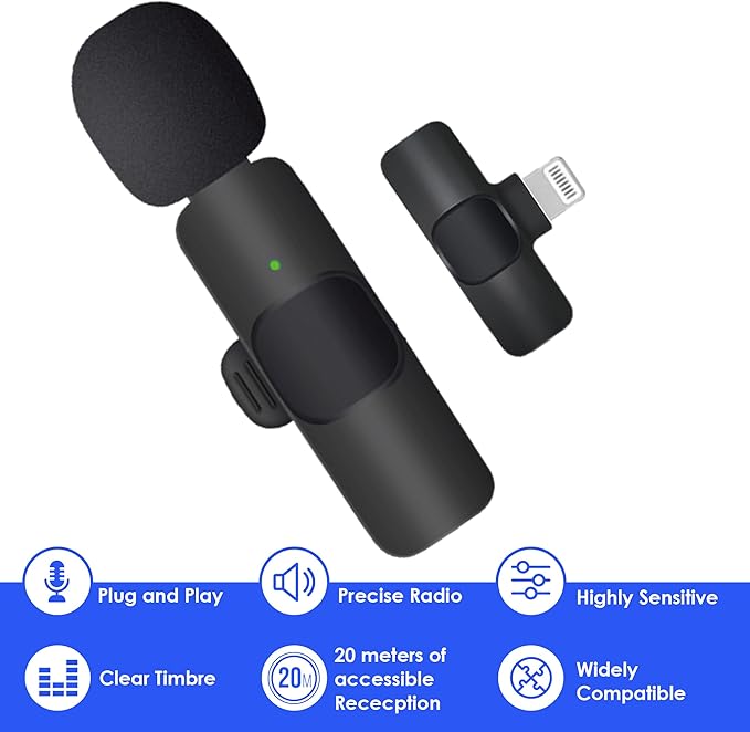 2 Pack mini Updated Model Wireless Professional Lavalier Microphone for Android, iPhone, iPad, Laptop, Interview, Live Streams, Video Recording, Podcast, Vlog, YouTube, Instagram.