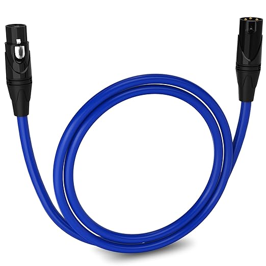 LyxPro 3 Feet XLR Microphone Cable Balanced Male to Female 3 Pin Mic Cord for Powered Speakers Audio Interface Professional Pro Audio Performance and Recording Devices - Blue
