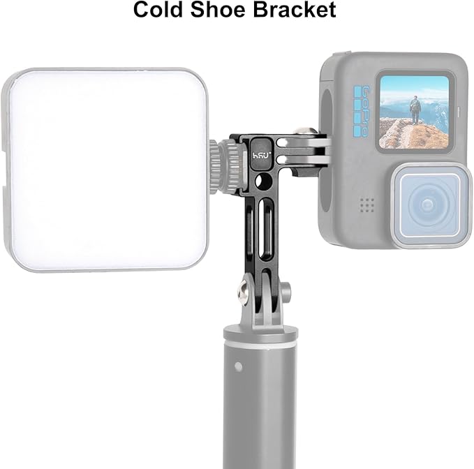 HSU Vertical Mount for GoPro, Aluminum 90 Degree Cold Shoe Direction Adapter, 1/4”-20 Screw Hole Tripod Mount for GoPro Hero 13/12/11/10/9/8/7/6, DJI Osmo Action 4/3 AKASO Action Camera and More