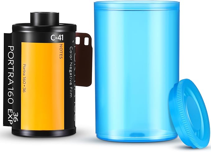 JOVITEC 30 Pack Plastic Film Canister Holder 35 mm Empty Camera Reel Containers Pill Medicine Bottles with Lids for Small Accessories, Prescription Medication, Vitamins, Coins, Art Beads(Blue)