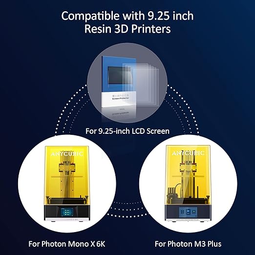 Anycubic Mono X 6K Screen Protector - Original Protective Film 5Pcs Compatible With Photon M3 Plus 9.25 Inch LCD SLA UV Resin 3D Printers - Thickness 0.1mm - NOT for 4K