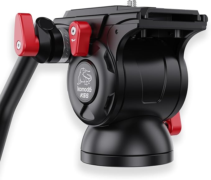 IFOOTAGE Video Camera Head Komodo K5S,Aluminum Fluid Heads,Stable Tripod Head for Pan and Tilt,with Quick Release Plate,Max Load 11 lbs/5kg