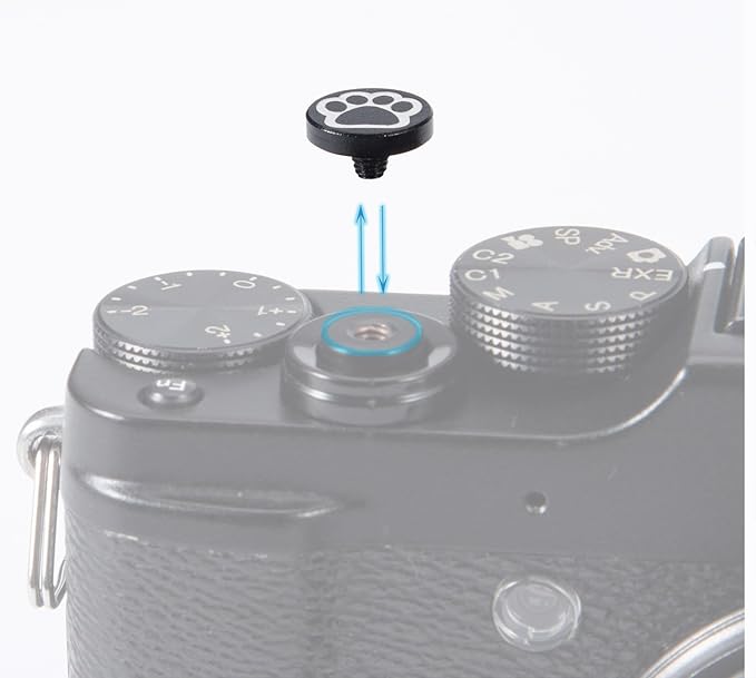 Camera Metal Hot Shoe Cover Shutter Buttons Protector Set for Fujifilm X100VI X100V X-M5 X-E5 X-T4 X-T3 for Leica Q for Olympus (CAT-Shutter Button)
