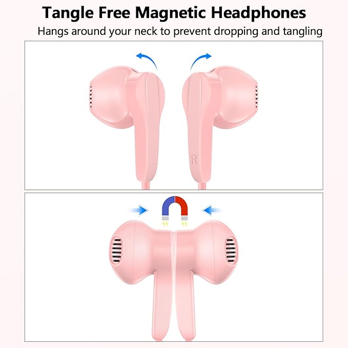 iMangoo for Apple/Android Wired Headphones USB C Earbuds HiFi Sound Earphones with DAC Chip with Microphone for iPhone 17 Air 16 15 Pro Max, Type C Ear Buds USBC Headset for Samsung S26 S25 S24 Pink