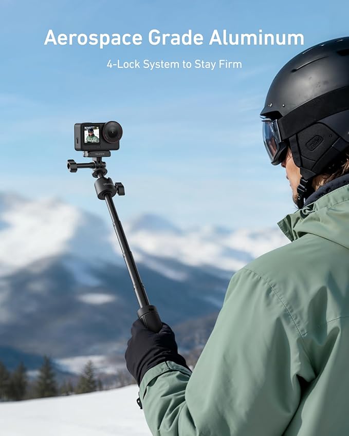 TELESIN 18.1'' Mini Selfie Stick Tripod for DJI OSMO Nano Action 6 5 4, GoPro Hero 13 12,Insta360 X5 X4 Ace Pro Camera Accessories, 360°Adjustable Monopod,Vlog Extended Handle Grip,Magnetic Base Stand