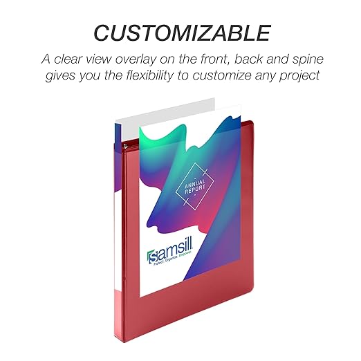 Samsill Durable 0.5 Inch Binder, Made in USA, D Ring Binder, FSC 100% Recycled Chipboard, Red, 4 Pack