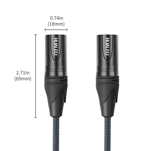 10FT 3Pin XLR Male to Male Audio Cable,Hi-End (OFC) Silver Plated Connector Studio Mixer Amplifier Adapter Cable-2 Pack