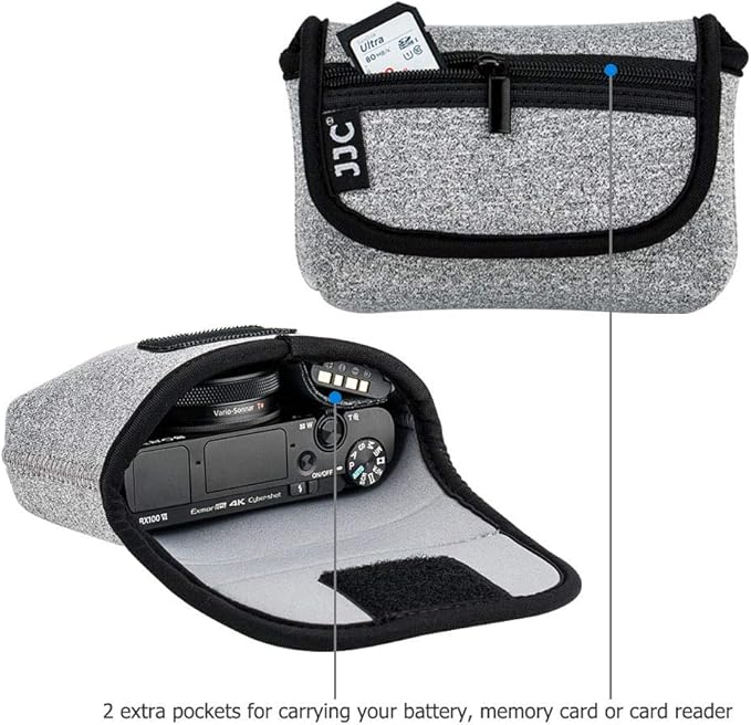 JJC Compact Camera Case Travel Pouch Sleeve for Sony ZV-1 II ZV1II ZV1F ZV-1F ZV1 RX100 VII VI VA Canon G7X G5X G9X SX740 Ricoh GR IV III Olympus TG-7 TG-6 TG-5 TG-4 Fujifilm XP130 XP140 XP90 & More