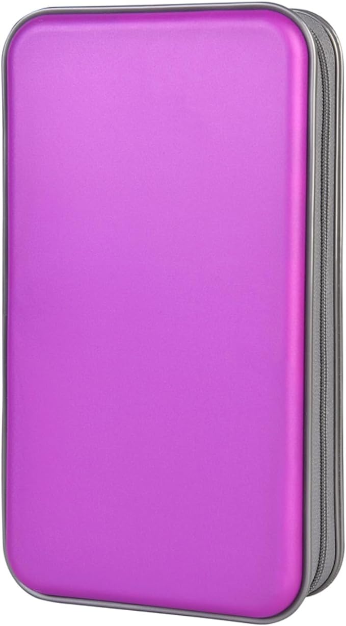 alavisxf xx CD Case, 96 Capacity Hard Plastic CD Holder Protective DVD Disc Storage Case Holder Portable Zipper CD DVD Organizer Storage Wallet for Car Home Travel (96 Capacity, Purple)