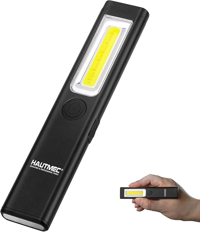 HAUTMEC Pocket EDC Flashlight Rechargeable 200 Lumens Slim Flat Flashlight Magnetic 3 Modes Mini Led Flashlights for Work Light HT0379