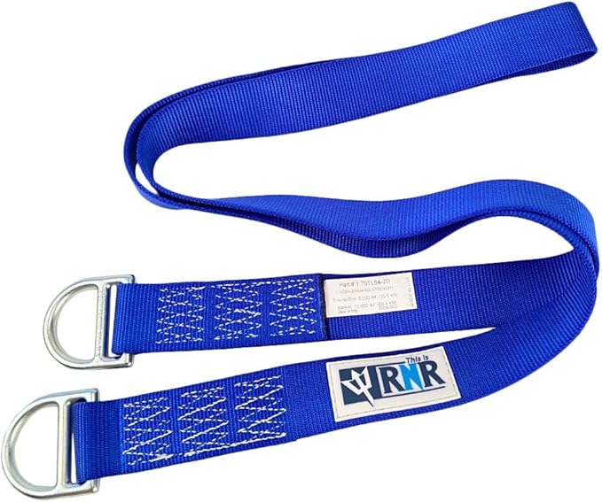 Rock-N-Rescue Professional Nylon Web Anchor Strap - Safety-Rated D-Ring Configuration, Heavy-Duty Fall Protection Equipment, Multiple Lengths 36-180 Inch, Industrial Safety Gear