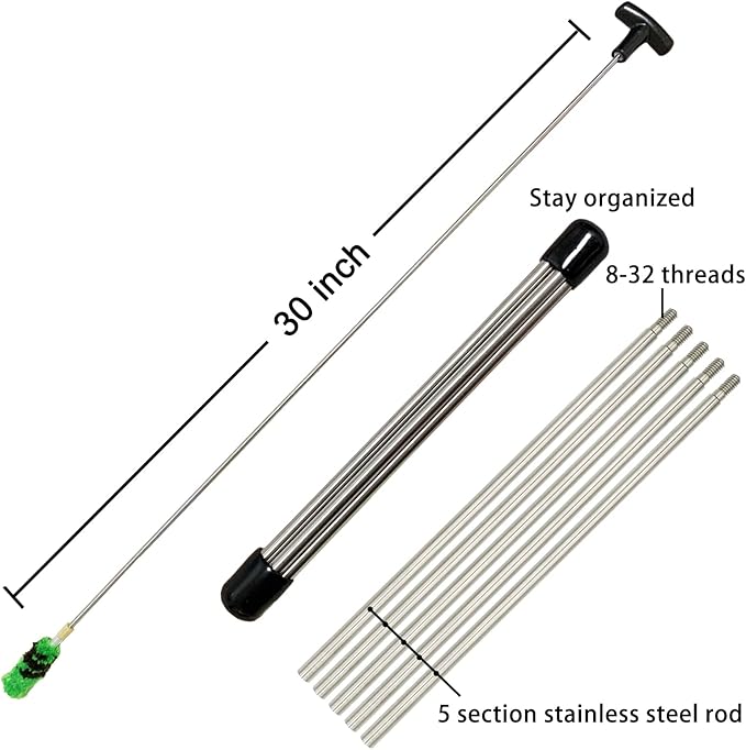 Shotgun Cleaning Kit 12 Gauge, Provided Double The Consumables, 30 Inch Stainless Steel Cleaning Rod (8-32 Thread) with Adaptor.