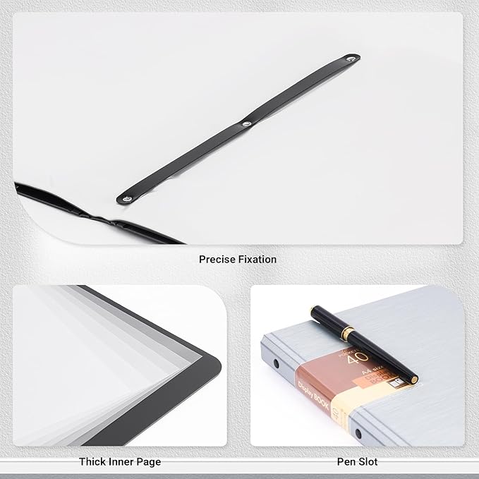 WORPSON Presentation Binder 40-Pocket, Displays 80 Pages, 9x12 inch with Plastic Sleeves, Portfolio Organizer for Documents, Certificates, Artwork, Photos, Clear Sheet Protectors (Silver, 2 Pack)