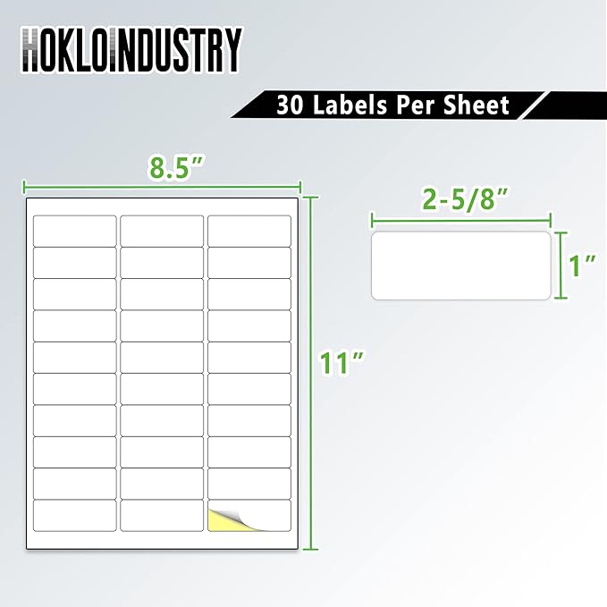 1" x 2-5/8" Address Labels,Printable Mailing Labels for Laser/Inkjet Printer,Permanent Adhesive Blank White Labels,Totally 4500 Sticker Labels(150 Sheets)