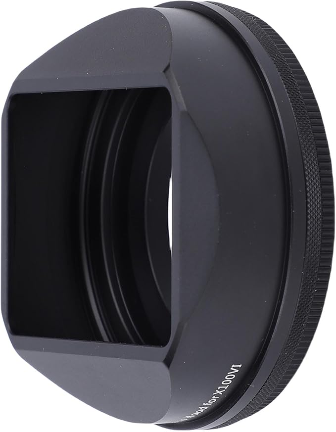 ASHATA Square Metal Lens Hood for Fuji X100VI XE5 Camera 39-49mm Magnetic Camera Lens Shade, Magnetic or Thread Quick Installation (Black)