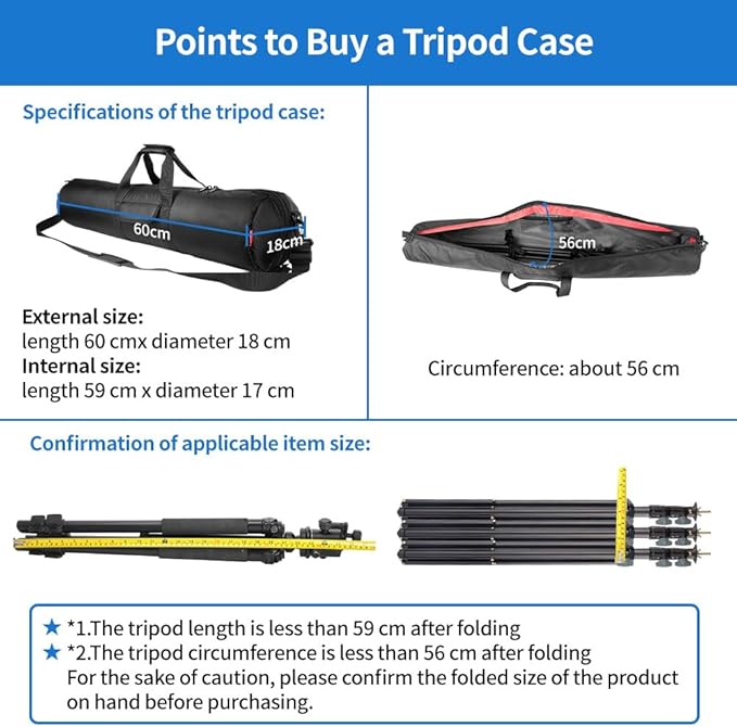 HEMMOTOP Tripod Bag, 25.6x7in Tripod Carrying Case Heavy Duty with Two Zippered Pockets, All Sides Thick Padded Light Stand Bag with Shoulder Strap and Handle for Pool Cue, Speaker Stand -R06518