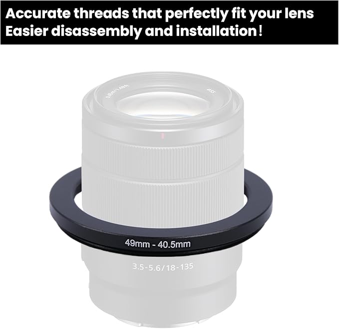 Metal Step Down Ring Filter Adapter - 49mm to 40.5mm - Metal Ring Step Down Rings Adapter Filter Compatible with All 40.5mm UV, CPL, ND, Lens Hood, Threaded Lens ect