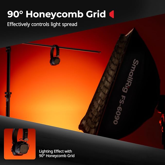 SMALLRIG 24'' x 35" Quick Release Softbox Bowens FS-6090 with Diffuser/Honeycomb Grid/Bag, Softbox Compatible with SmallRig RC 220 pro, for Bowens Mount COB Lights, for Godox for Neewer -5369