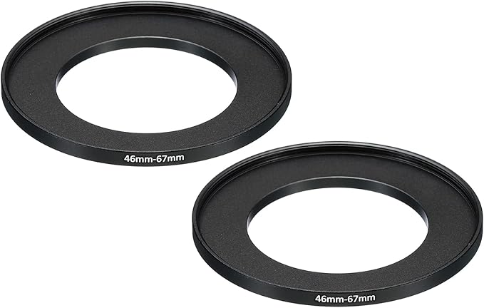 PATIKIL 46mm-67mm Metal Step Up Ring, 2 Pack Camera Lens Filter Adapter Ring Aluminum Filter Adapter Ring for Camera Lenses Hood, Black