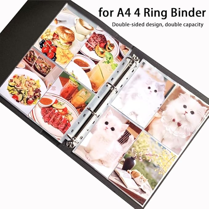 Ultra-Transparent Photo Sleeves Holding 400 Pockets 3.5x5inch Album Refill Pages for 3 Ring Binder, Double-Sided 4 Pocket Pages, Top Loading Sheet Protector Index Card Sleeves 50 Pack
