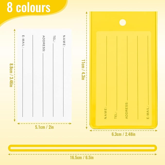 8 Pack Luggage Tags for Suitcases - Waterproof Suitcase Tags with ID Card, Personalised PVC Silicone Luggage Tags for Flying, Cruise, Travel Essentials