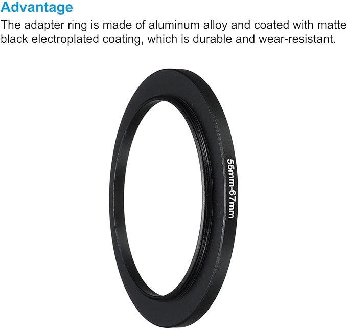 PATIKIL 55mm-67mm Metal Step Up Ring with Cleaning Cloth, 2 Pack Camera Lens Filter Adapter Ring Aluminum Filter Adapter Ring for Camera Lenses Hood, Black