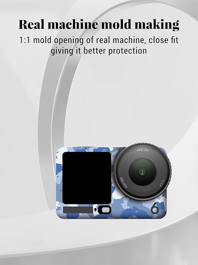 ZBAGUG for DJI Action 6 Skin Full Body Wrap, Anti-Scratch Waterproof Protective Sticker, Full Coverage Action Cam Wrap, for DJI Action 6 Accessories, Camouflage Blue
