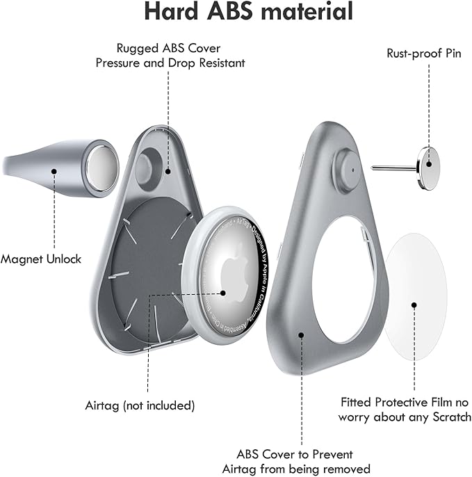 Airtag Holder for Kids Hidden,2PCS GPS Tracker Case, Anti-Removal Airtag ABS Case with Pins, Suitable for Children, Elderly, Pets, Backpack, Luggage（Gray,Navy Blue）