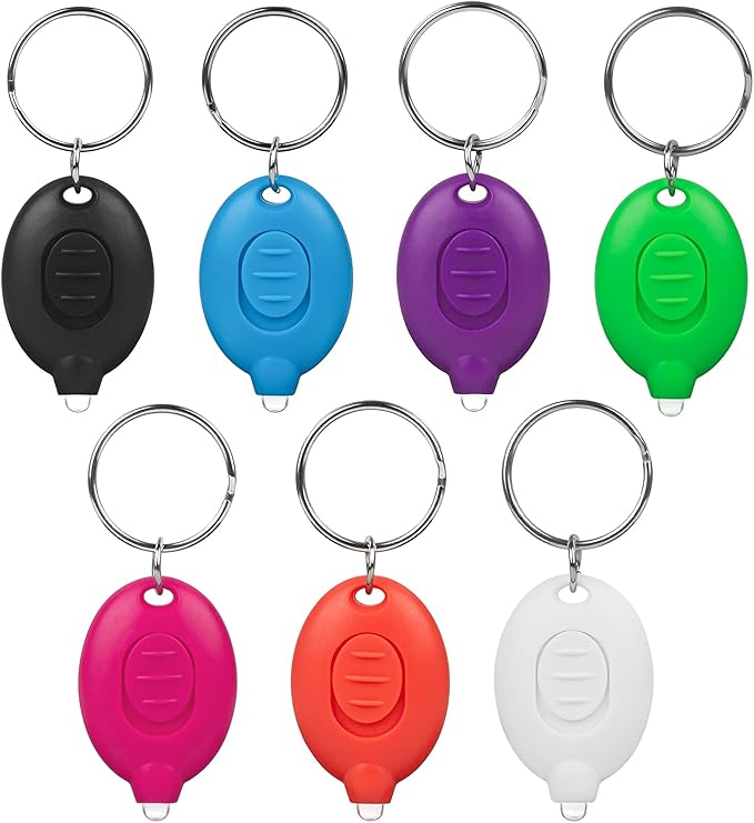28 Pcs LED Keychain Flashlight Mini Keychain Light Ultra Bright Tiny Flashlight Small Portable Light Battery Powered with Key Ring for Outdoor Activities And Emergency Lightning, 7 Colors of Shells