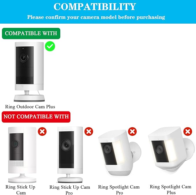 Sun Rain Shade Camera Cover Compatible with Ring Outdoor Cam Plus,Camera Shield Protective Case for Resistant UV, Easy to Install（White）
