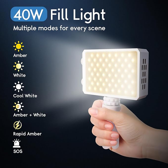 40W Video Light Panel, Portable LED Camera Bi-Color Light, 14000 Lux, 2500–9000K, CRI 95+/TLCI 97+, Pocket-Sized with Diffuser & Stand for Photography & Video, YouTube, Vlog