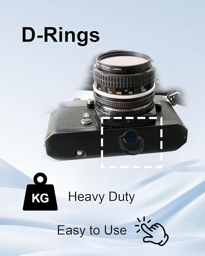 4Pcs Stainless Steel D Ring Screw Adapter, 1/4"-20 Camera Fixing Screw with Rubber Padded for Tripod Camera Shoulder Straps, Selfie Sticks, Gimbals, Black