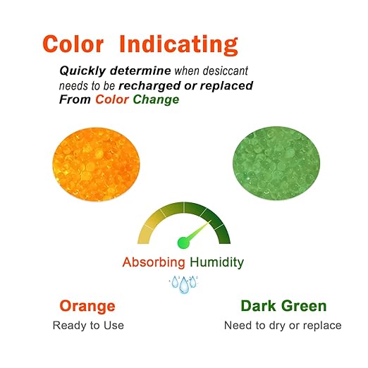 4LB Fonday Premium Moisture Indicating Silica Gel Desiccant Orange to Green Rechargeable Industry Standard Bead Size 3 to 5mm