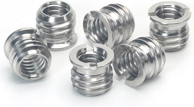 Stainless Steel 1/4"-20 Female to 3/8"-16 Male Convert Screw Adapter 6 Pieces 8mm Height