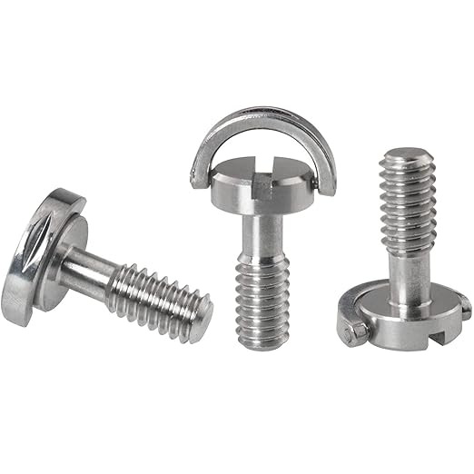 3PCS 1/4-20 Thread D-Ring Stainless Steel Camera Fixing Screws, D Shaft Quick Release Plate Mounting Screw for Camera Tripod Monopod QR Plate