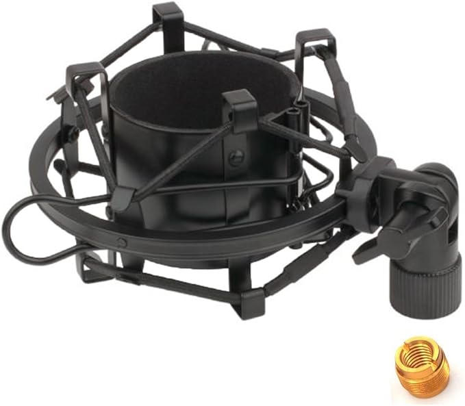 TH106 Black Spider Universal Microphone Shock Mount Holder Adapter Clamp Clip 48-51MM Large Diameter Studio Condenser Mic Anti-Vibration Mic Holder for AT2020 AT2500